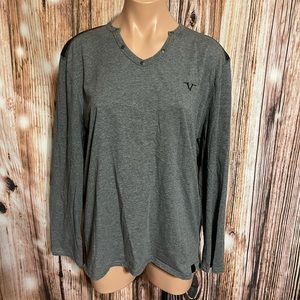 Versace Gray Long Sleeve V-Neck Tee